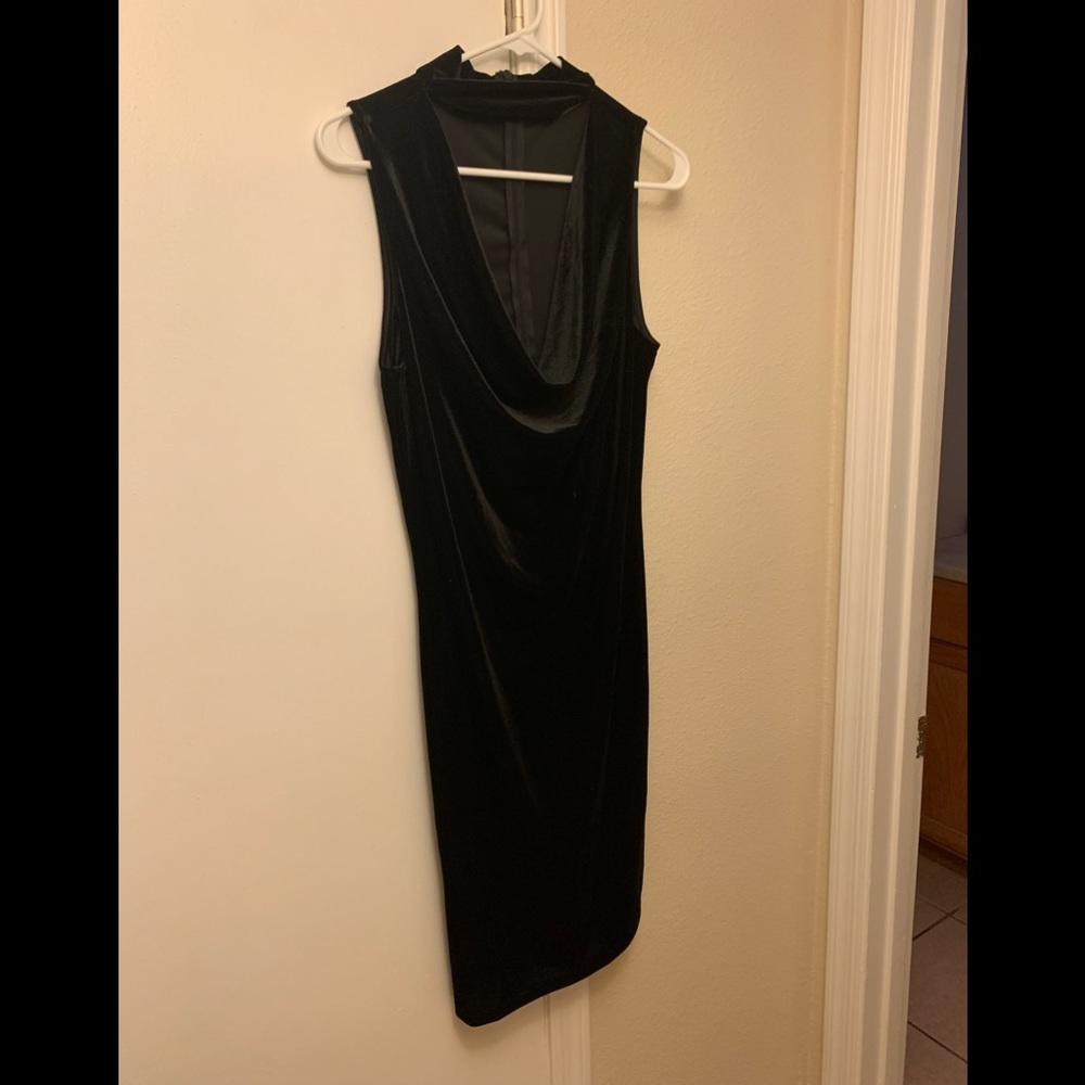 Velvet cowl neck choker mini dress